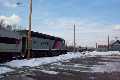 The snowy Port Jervis equipment yard has a mixture of Metro North and NJ TRANSIT livery; Alan Burden photo