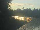 The Canadian snakes its way through Northern Ontario as the afternoon sun begins to fade.
