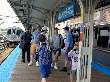 Group awaits Yellow Line train to Skokie at Howard station