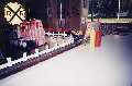 O-Scale train encircles Choo Choo restaurant, passing by the counter about twice a minute