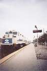 Metrolink train in push mode prepares to stop at Van Nuys
